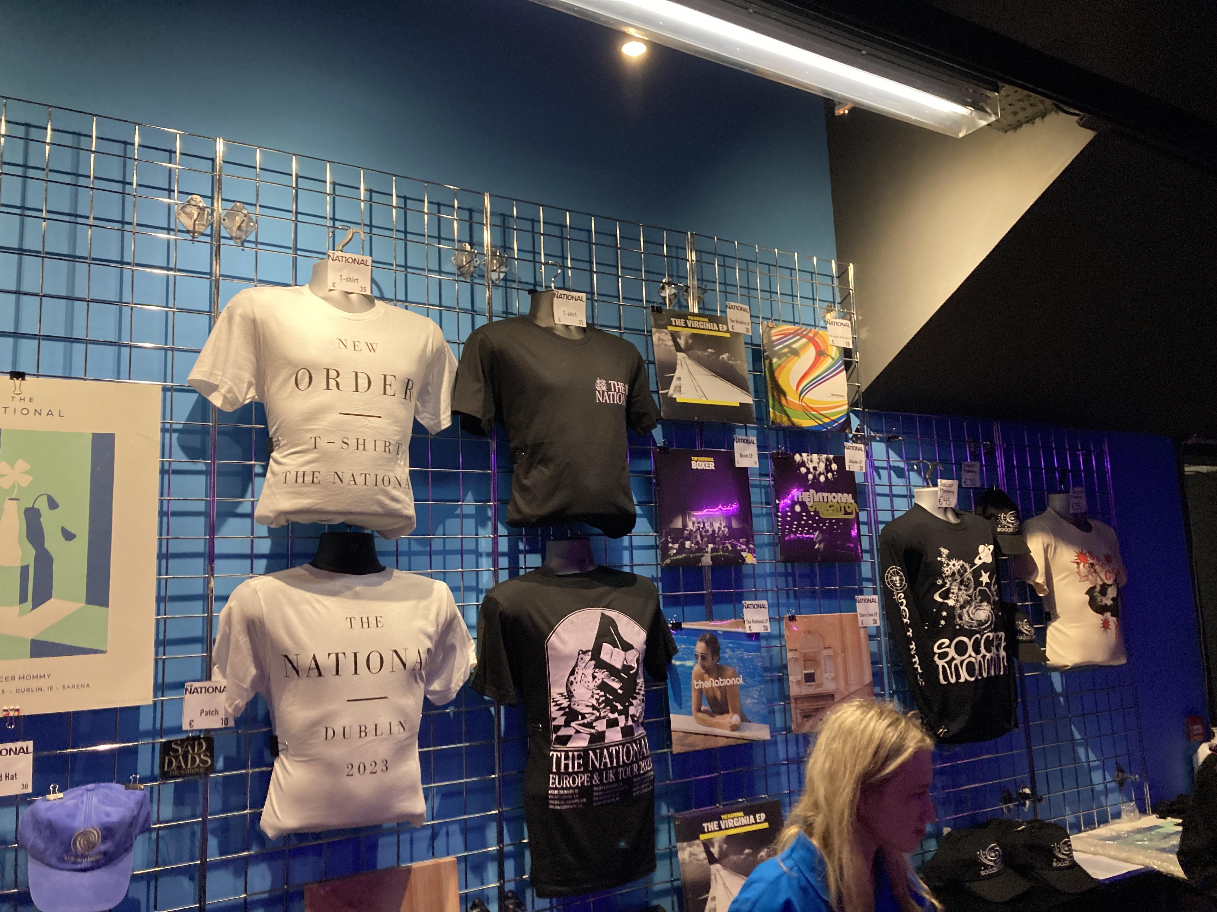 A merch stand at a gig